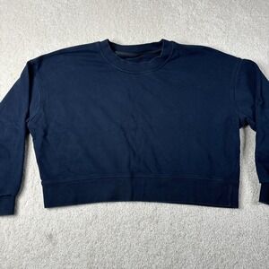 Lululemon Perfectly Oversized Cropped Crew French Terry Sweatshirt Large Navy